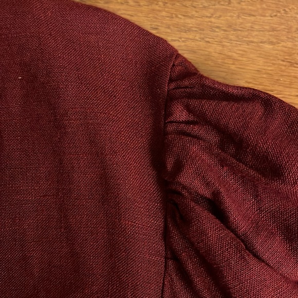 Burgundy Maxi Linen Dress - Picture 10 of 12